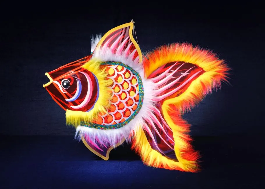 Colorful handcrafted carp lantern from Vietnam for Mid-Autumn Festival, showcasing traditional artistry.